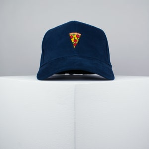 Pizza slice embroidered baseball cap / pizza / patches / food / embroidery / patch / hat / dad hat / cap // Hatty Hats Navy