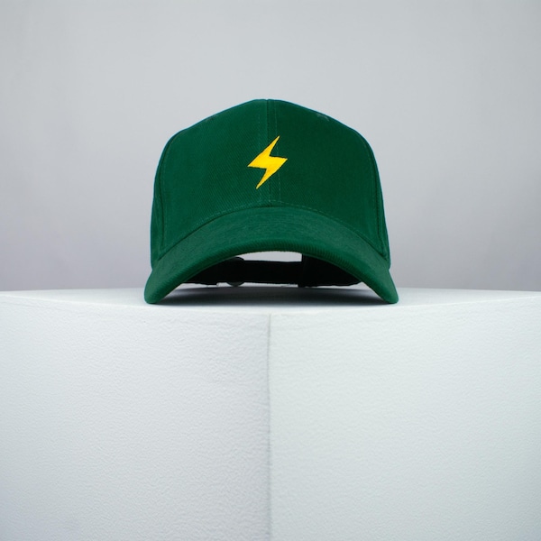 Lightning Bolt Embroidered Baseball Cap Premium Hat Flash Electricity Lightning Strike // Hatty Hats