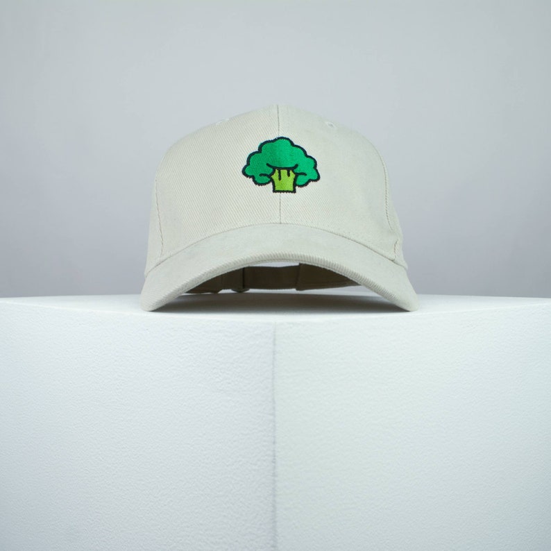 Broccoli embroidered baseball cap / vegan / gift / vegan gift / embroidery / patch / hat / dad hat / cap // Hatty Hats Beige