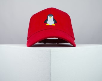 Penguin Embroidered Baseball Cap Premium Hat Bird Animal Winter // Hatty Hats