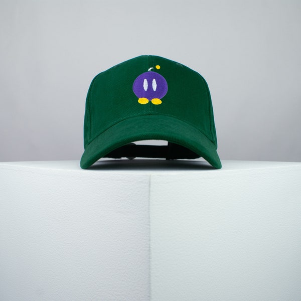 Super Mario Bob-omb embroidered baseball cap mario nintendo gamer gaming embroidery patch hat dad hat cap // Hatty Hats