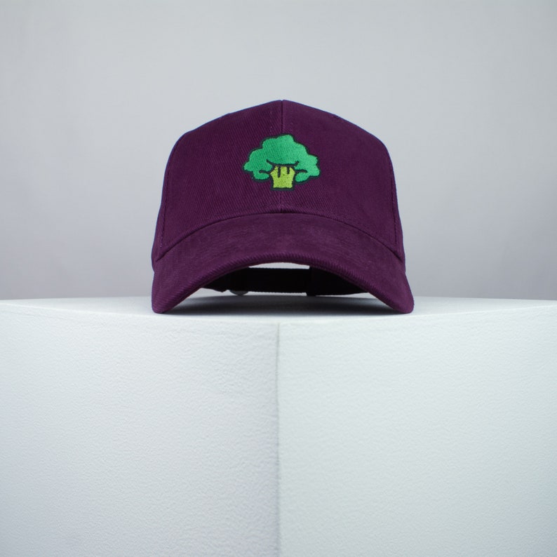 Broccoli embroidered baseball cap / vegan / gift / vegan gift / embroidery / patch / hat / dad hat / cap // Hatty Hats Burgundy