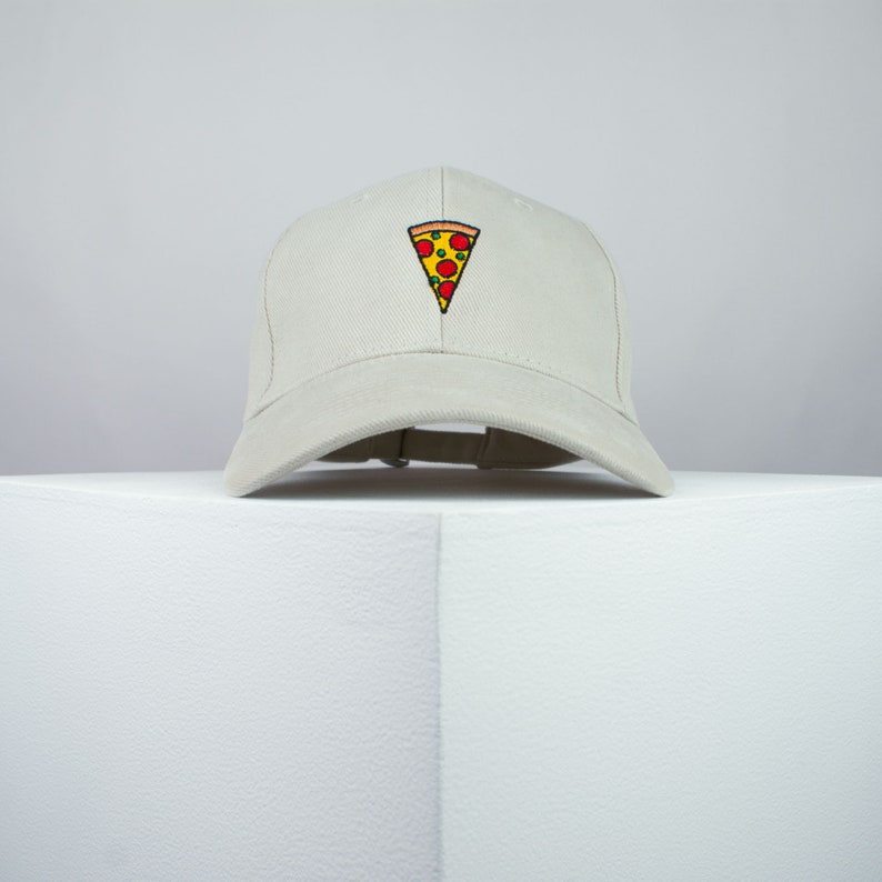 Pizza slice embroidered baseball cap / pizza / patches / food / embroidery / patch / hat / dad hat / cap // Hatty Hats Beige