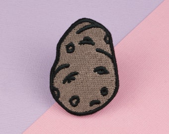 Potato iron on patch / vegan / patches / food / embroidery / patch / enamel pin / pin / embroidered patch / back patch jackets // Hatty Hats