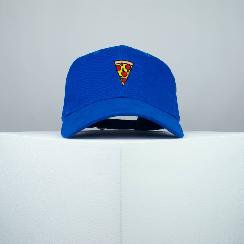 Pizza slice embroidered baseball cap / pizza / patches / food / embroidery / patch / hat / dad hat / cap // Hatty Hats Blue