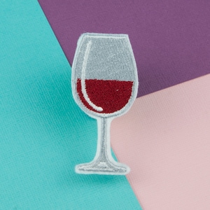Wine glass iron on patch / wine / patches / food / embroidery / patch / enamel pin / pin / embroidered patch back patch badge // Hatty Hats