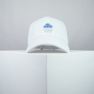 Rainy day embroidered baseball cap / cloud / patches / anxiety / embroidery / patch / hat / dad hat / cap // Hatty Hats White