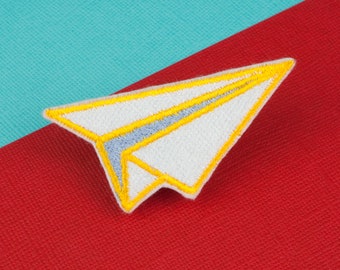 Paper plane iron on patch / origami / patches / paper / embroidery / patch / enamel pin / pin / embroidered patch / back patch // Hatty Hats