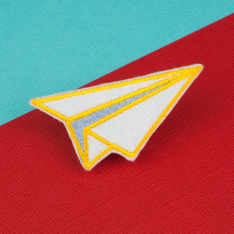 Paper plane iron on patch / origami / patches / paper / embroidery / patch / enamel pin / pin / embroidered patch / back patch // Hatty Hats image 1