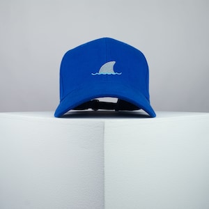 Shark Fin in Water Embroidered Baseball Cap Premium Hat Ocean Sea Fish // Hatty Hats