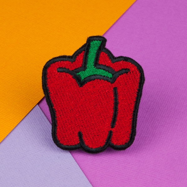 Pepper iron on patch / vegan / patches / vegan patch / embroidery / patch / enamel pin / pin / embroidered patch / back patch // Hatty Hats