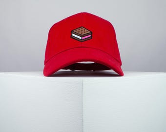 Ice Cream Sandwich Embroidered Baseball Cap Premium Hat Icecream Foodie // Hatty Hats