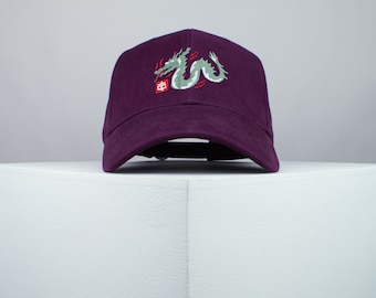 Japanese dragon embroidered baseball cap dragons japan japanese streetwear embroidery patch dad hat clothing // Hatty Hats