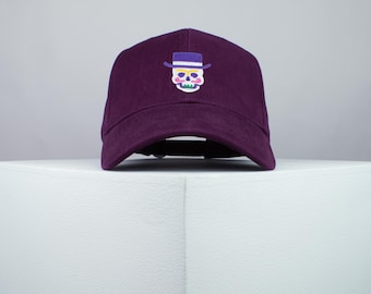 Skull Top Hat Embroidered Baseball Cap Premium Hat Day of the Dead Skull Mexico // Hatty Hats
