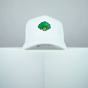 Broccoli embroidered baseball cap / vegan / gift / vegan gift / embroidery / patch / hat / dad hat / cap // Hatty Hats White