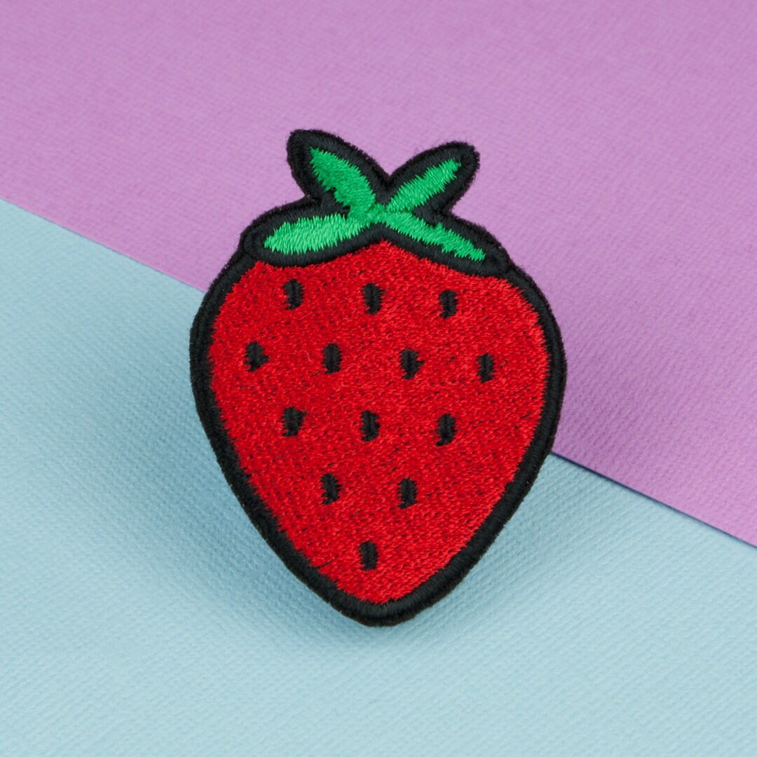 Strawberry Iron on Patch / Vegan / Patches / Food / Embroidery Etsy