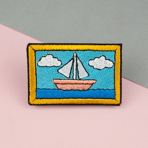 Simpsons boat painting iron on patch / simpsons / patches / the simpsons / embroidery / patch enamel pin pin embroidered patch // Hatty Hats