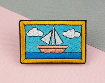 Simpsons boat painting iron on patch / simpsons / patches / the simpsons / embroidery / patch enamel pin pin embroidered patch // Hatty Hats