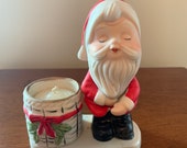 Lurkin Christmas Figurine by Jasco 1980 Santa Candle Holder Plant Holder