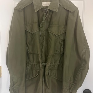 1960s Vintage US Army Vietnam War Era Olive Green Military Jacket Adult Small EUC