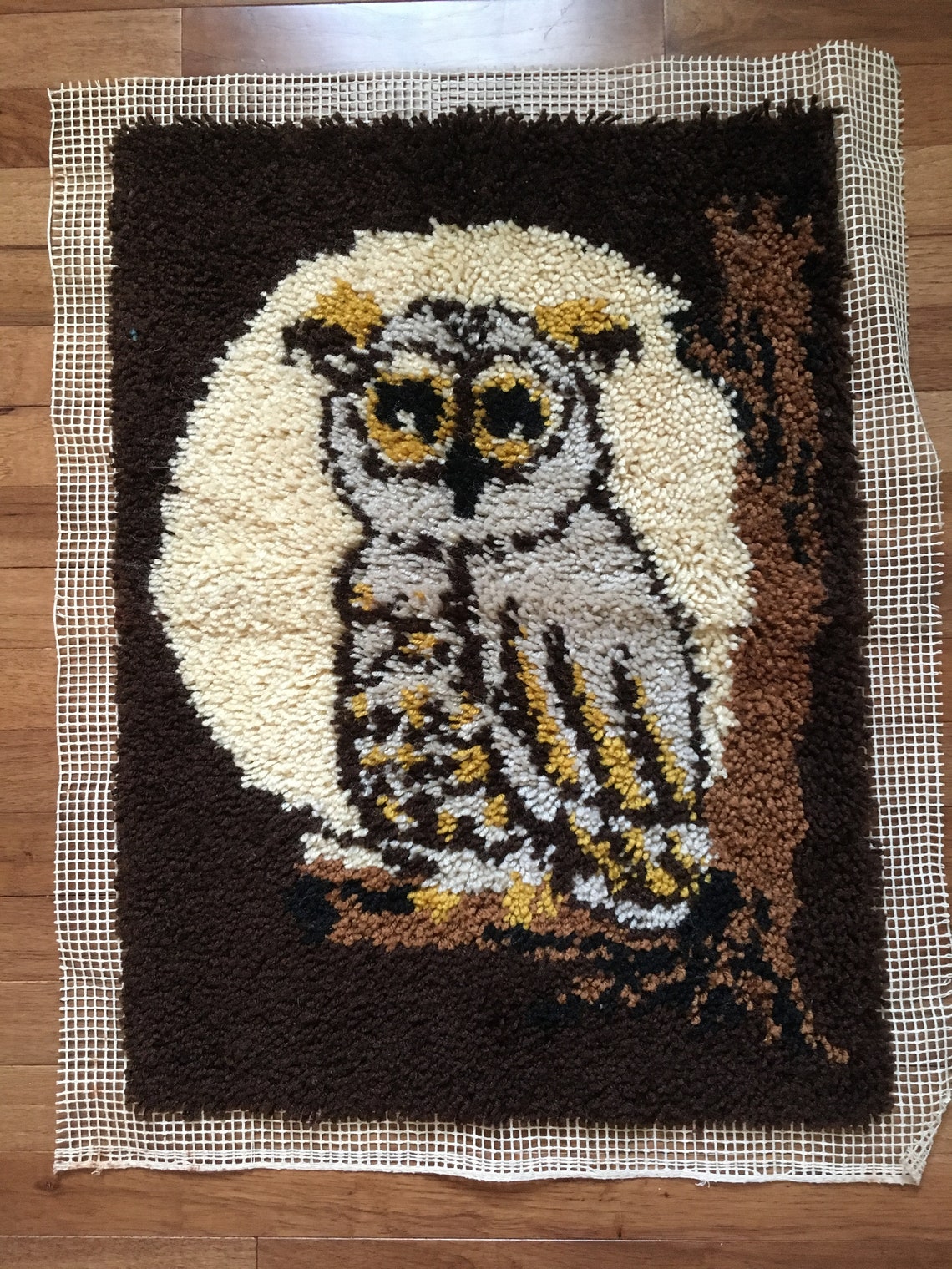 Vintage Owl Latch Hook Wall Hanging or Rug Ready for Your Etsy UK