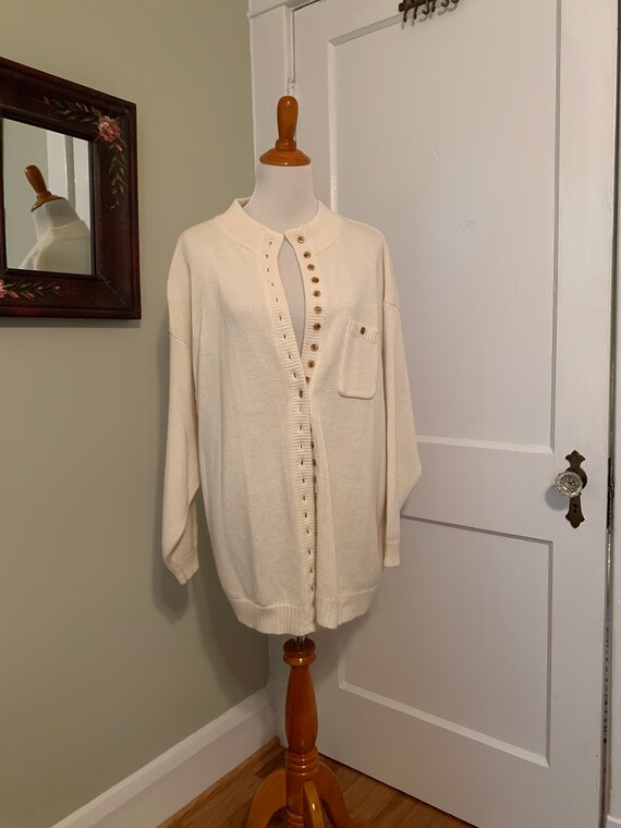 Vintage 80s Oversized Slouchy Grandpa Cardigan Cre