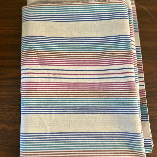 Pair of Vintage Burlington Standard Striped Pillowcases Jewel Tones 1980s