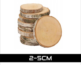Birch Wood Slice With Bark • Natural Wooden Rustic Disc, Unfinished Hardwood Rounds, Decorative Wedding Table Coaster, Woodworking Craft Log