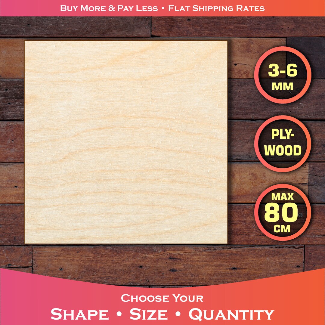 Square Shape Board Wood Square Cutout Blank for DIY Craft, Wooden Square Shape, Plywood ...