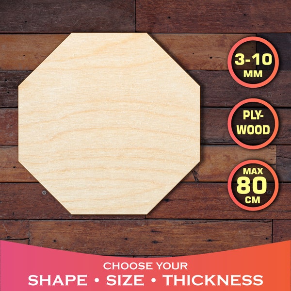 Holz Octagon Blank Ausschnitt, Holz Octagon Dekor für Holzbearbeitung, Sperrholz abgerundete geometrische Form für Handwerk, Birke DIY Panel, Mdf Disc