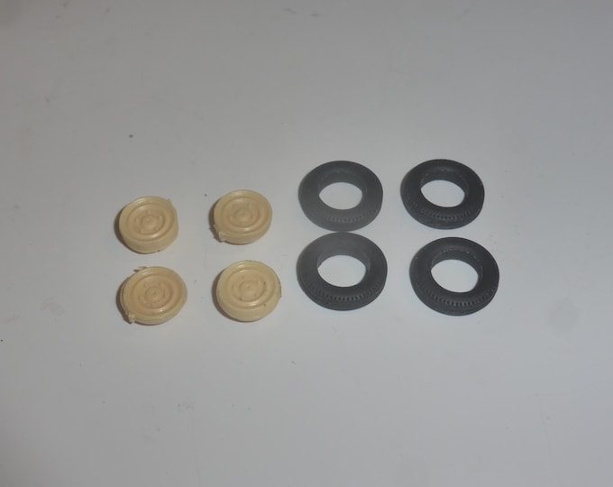 1:43 resin wheels (and rubber tires) for cars of the 50-60s Peugeot 203, Renault etc GMW003