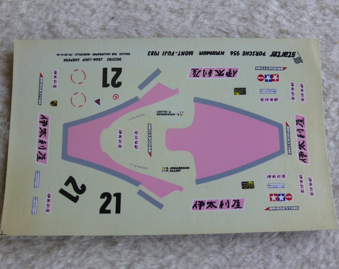 1:43 decals for Porsche 956 Gr.C Kremer-Italiya Mont Fuji 1983 #21 Johansson/Alliot Starter