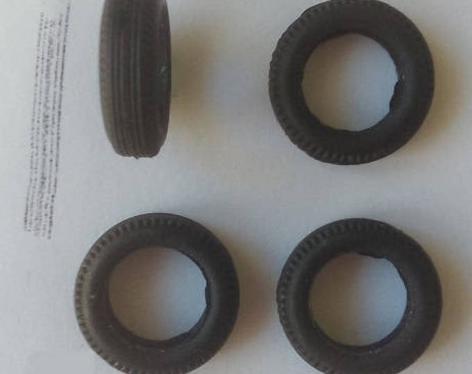 Set of 4 tires, threaded - Model car accessories - Scale model tires - 1 43 tires - 4,6x15,8x9,5mm - #438