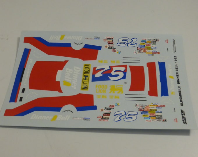 1:43 decals sheet for Oldsmobile Dinner Bell N ASCAR 1992 #75 Joe Ruttman Starter production