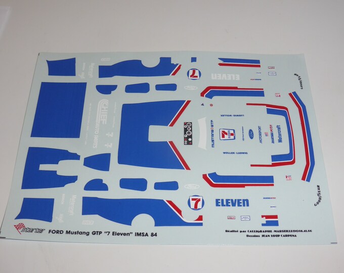 1:43 decals for Ford Mustang GTP 7-Eleven IMSA 1984 Wollek/Ludwig Starter production