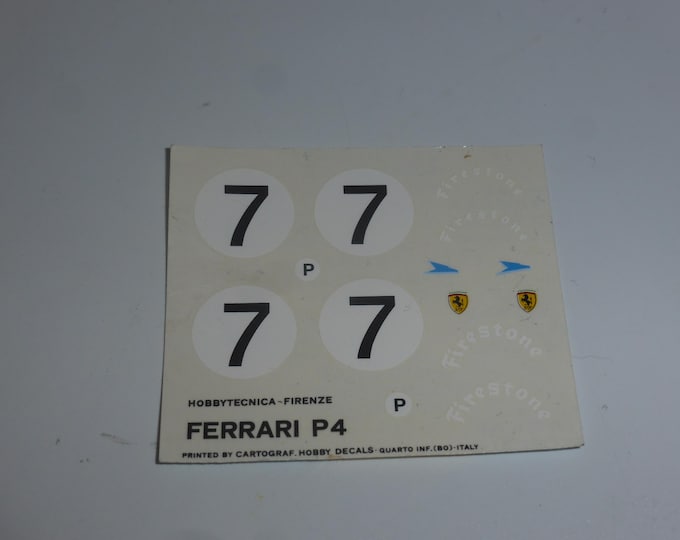 1:43 decals sheet for Ferrari 330 P4 Spyder Brands Hatch 1967 #7 Scarfiotti/Sutcliffe Cartograf production
