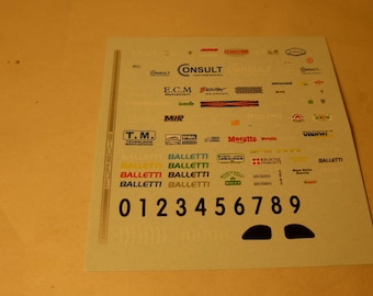 1:43 decals different logos Marangini, Avon, Consult, Balletti etc