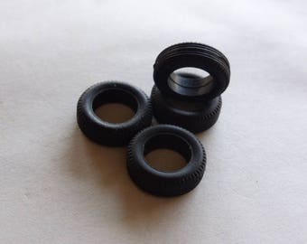 Set of 4 tires, threaded - Model car accessories - Scale model tires - 1:43 mm 5.1x15.2x9.0 #4367