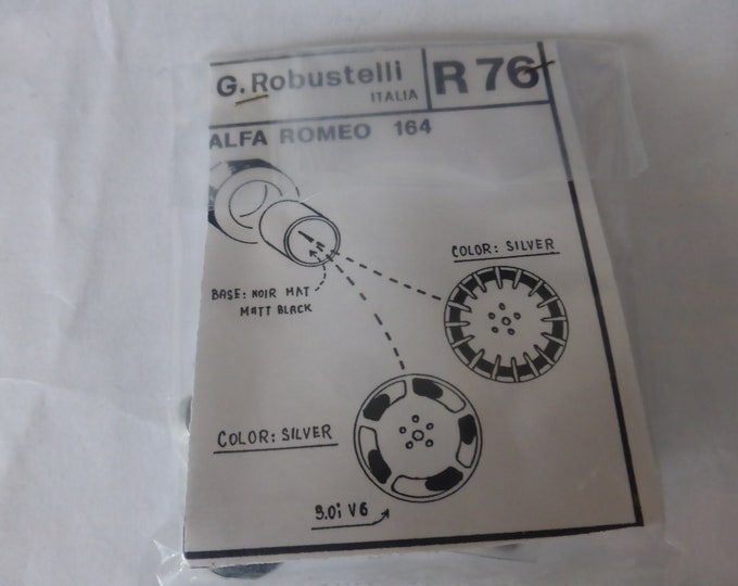 high definition 1:43 wheels for Alfa Romeo 164 and other cars of the 80s (pack of 2 sets with 2 designs) Robustelli R76