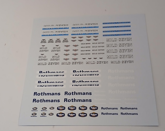 1:43 decals M*ld S*ven and R*thmans for F1 (Williams, Benetton etc) of the 90s-early 2000s BBR production