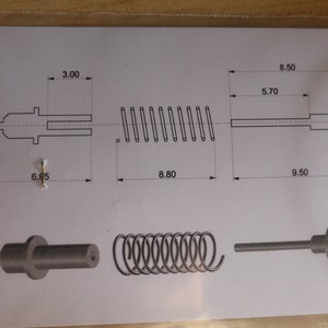 turned 1:43 shock absorbers with coil springs Type-C (pack of 4 pieces) Tameo PG17