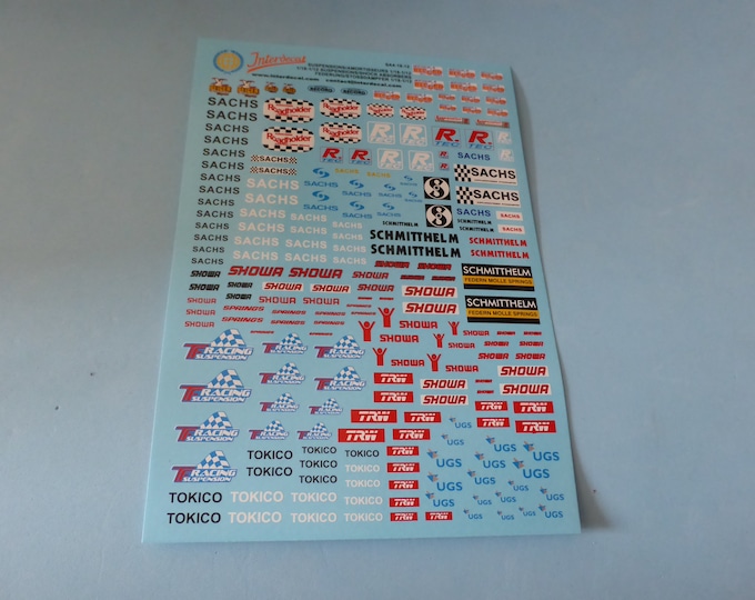 1:18 decals for springs and shock absorbers logos and scripts Tin Wizard SA4-18-12