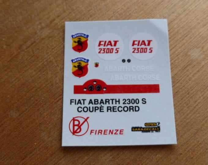 high quality 1:43 decals Fiat 2300S Coupé Abarth Corse Record car 1963