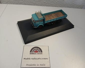 FIAT 619 3-axles truck in "azzurro farfalla" special Handbuilt model by Nonomologati 1:87 H0