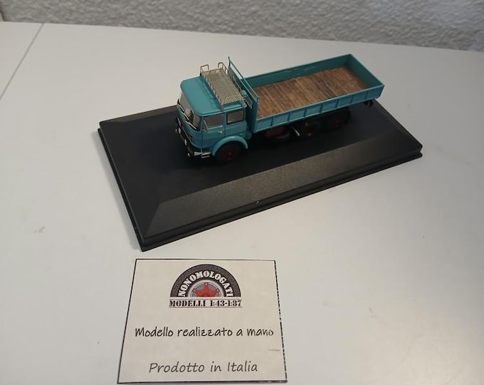 FIAT 619 3-axles truck in "azzurro farfalla" special Handbuilt model by Nonomologati 1:87 H0