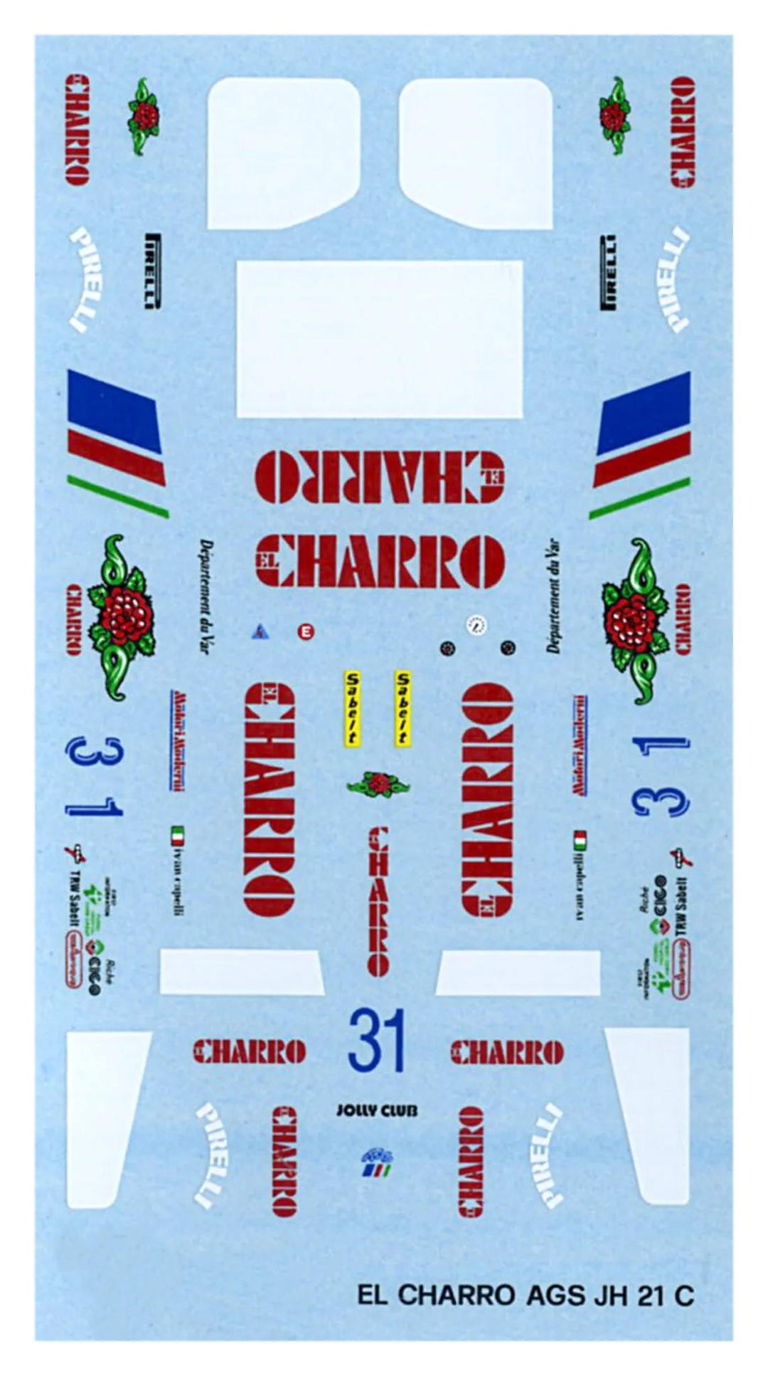 1:43 Waterslide Serigraphed Decals AGS Motori Moderni JH21C F1 GP Italy ...