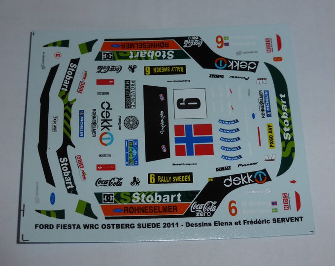 1:43 decals for Ford Fiesta WRC Stobart Rally Sweden 2011 #6 Ostberg Provence Miniatures