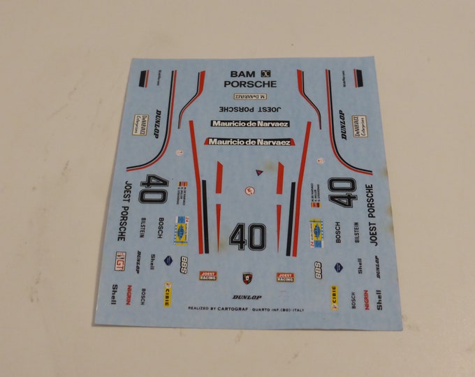 1:43 decals for Porsche 935/J IMSA-GTX Joest-De Narvaez Le Mans 1981 #40 De Narvaez/Miller/Steckkoenig Cartograf for BAM-X