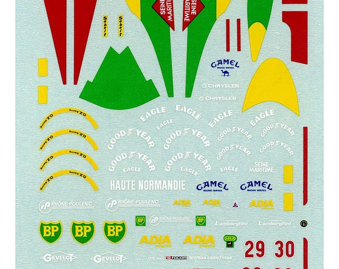 1:43 waterslide serigraphed decals Lola Lamborghini LC89 S.Marino GP 1989 Alliot/Dalmas Tameo TMK096