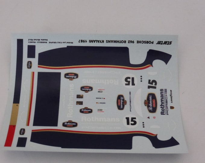1:43 decals sheet for Porsche 962C GrC Rothmans Kyalami 1987 #15 Jochen Mass Starter production